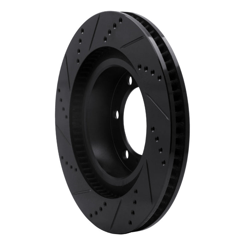 R1 Concepts R1 10-24 Lexus GX460 Front Right Drilled & Slotted Black Brake Rotor