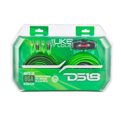 DS18 8-GA Amplifier Install Kit Advance- Green
