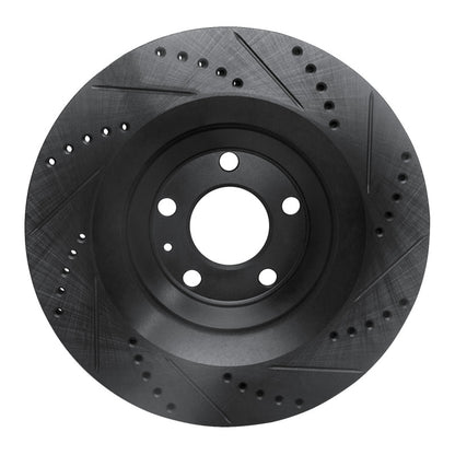 R1 Concepts R1 05-11 Audi A6 Quattro Rear Left Drilled & Slotted Black Brake Rotor