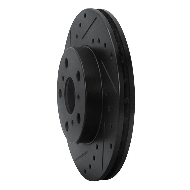 R1 Concepts R1 90-91 Toyota Celica Front Left Drilled & Slotted Black Brake Rotor