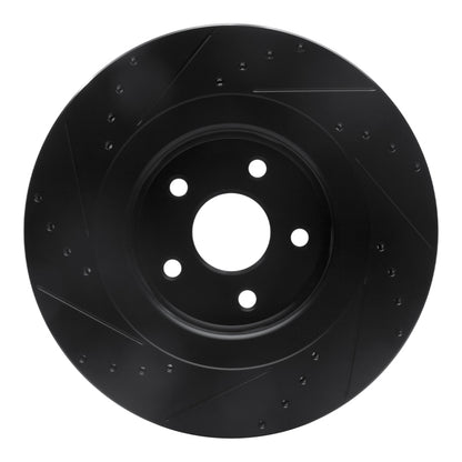 R1 Concepts R1 06-10 Jeep Grand Cherokee Front Right Drilled & Slotted Black Brake Rotor