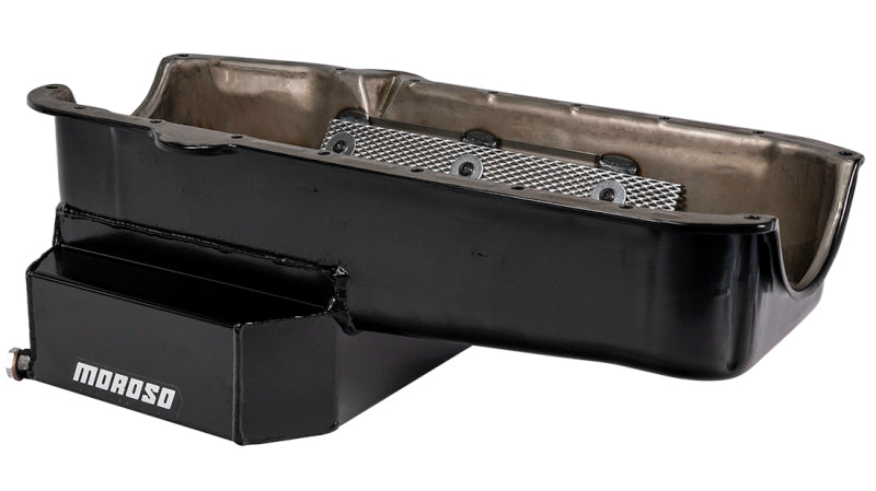 Moroso Pre-80 Chevrolet Small Block (w/2 Pc Seal) Road Race Wet Sump 7qt 7.5in Steel Oil Pan - Black