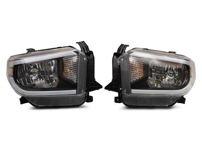Raxiom 14-21 Toyota Tundra Axial Series Headlights w/ SEQL LED Bar- Black Housing (Clear Lens)