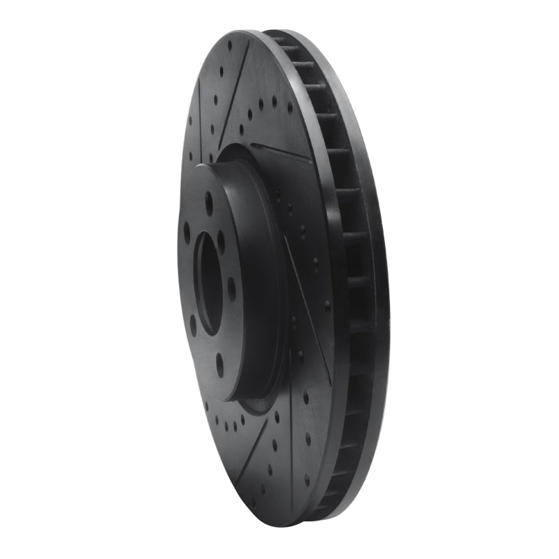 R1 Concepts R1 02-06 BMW X5 Front Left Drilled & Slotted Black Brake Rotor