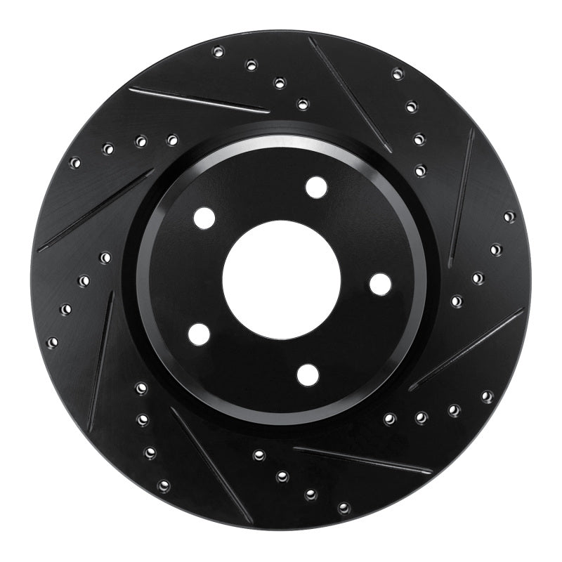 R1 Concepts R1 05-06 Pontiac GTO Front Right Drilled & Slotted Black Brake Rotor