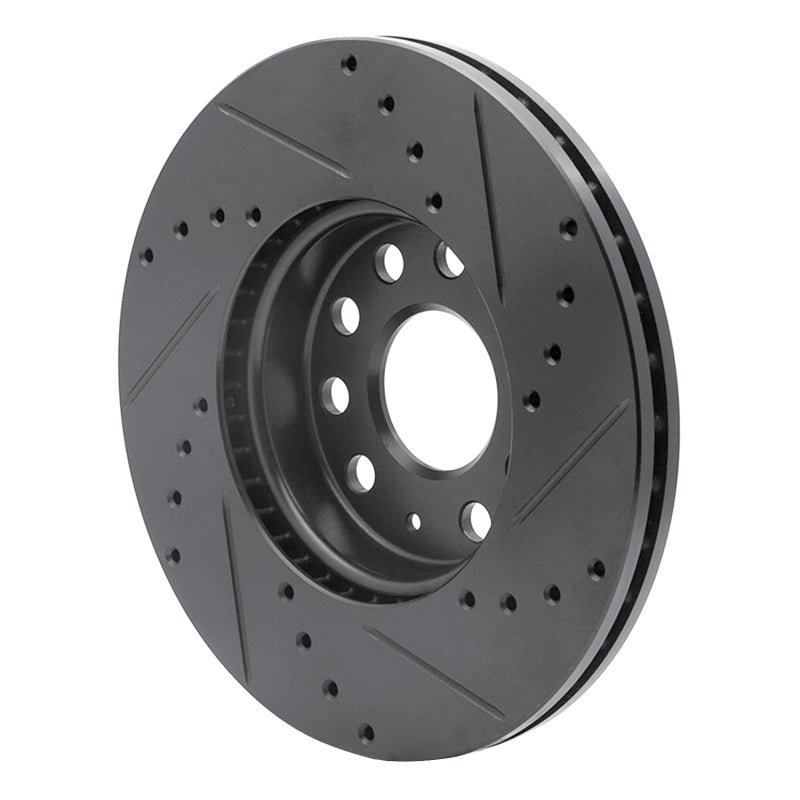 R1 Concepts R1 05-25 Audi Q2 (Mexico) Front Left Drilled & Slotted Black Brake Rotor