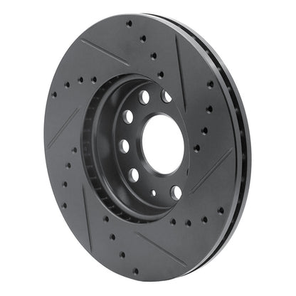 R1 Concepts R1 05-25 Audi Q2 (Mexico) Front Left Drilled & Slotted Black Brake Rotor