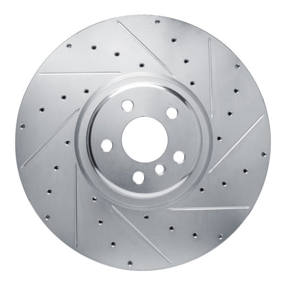 R1 Concepts R1 17-25 BMW M850i xDrive Gran Coupe Right Front Drilled & Slotted Silver Brake Rotor