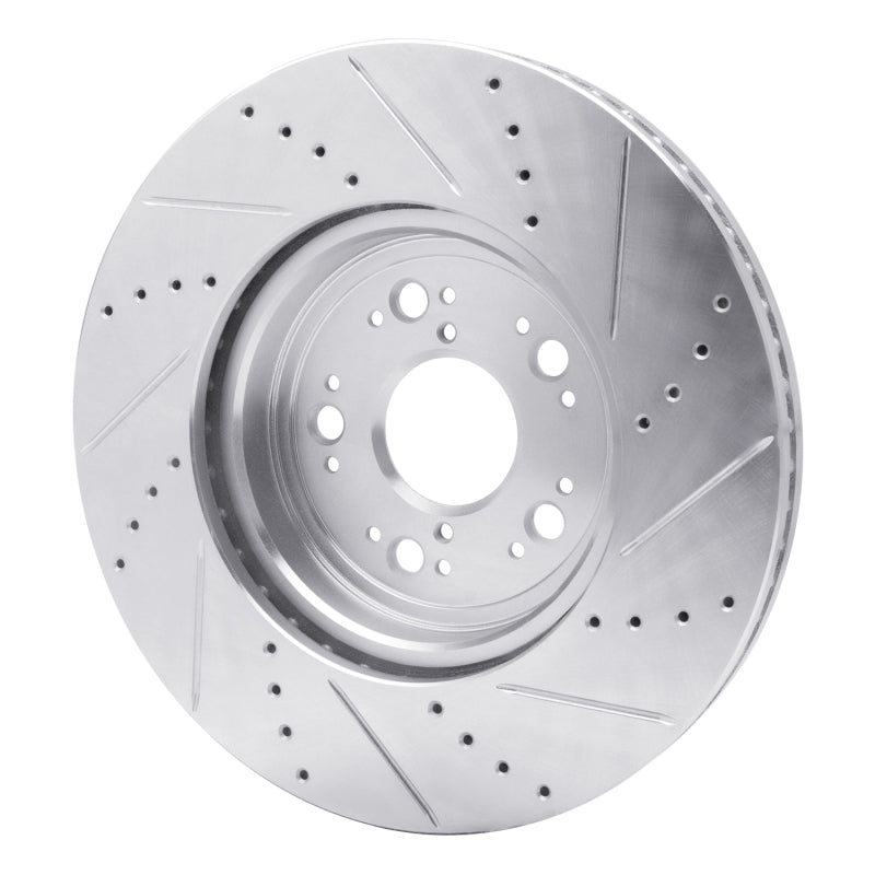 R1 Concepts R1 1995-2000 Lexus LS400 Front Left Drilled & Slotted Silver Brake Rotor