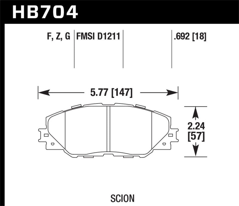Hawk Performance Hawk 06-16 Toyota RAV4 HPS 5.0 Front Brake Pads