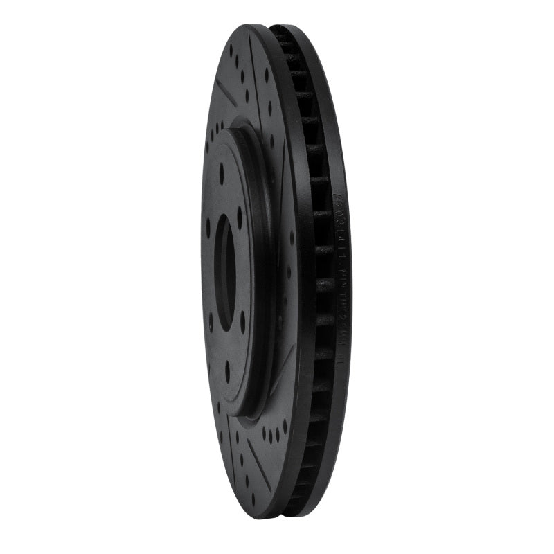 R1 Concepts R1 05-21 Nissan Frontier Front Right Drilled & Slotted Black Brake Rotor