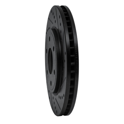 R1 Concepts R1 05-21 Nissan Frontier Front Right Drilled & Slotted Black Brake Rotor