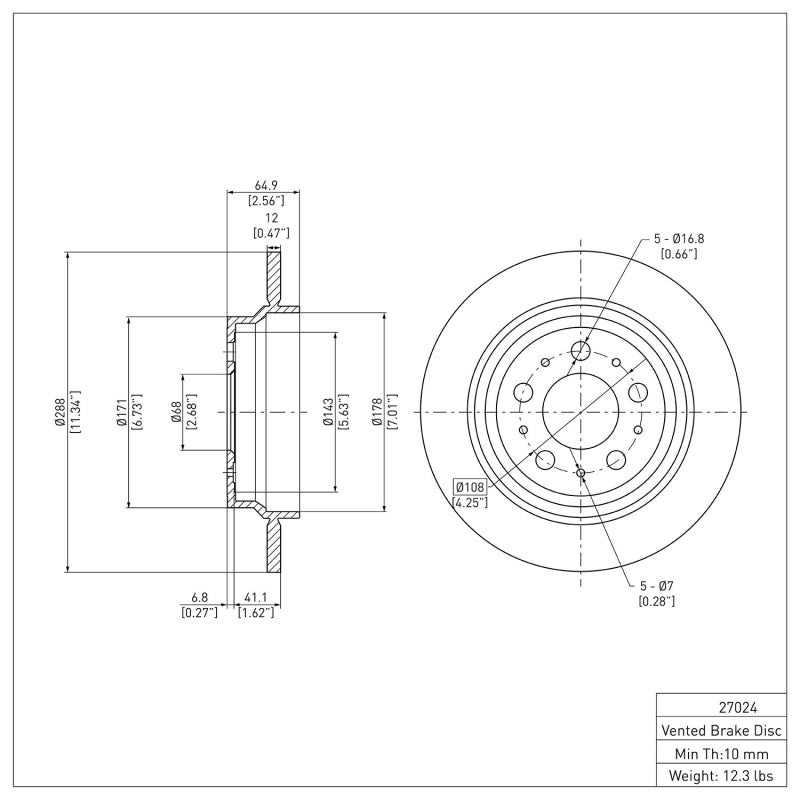 DFC 99-09 Volvo V70/S60/XC70/S80 Rear Brake Rotor