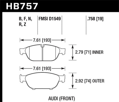 Hawk Performance Hawk Audi 2013 A5 Quattro / 12-16 A6 Quattro/A7 Quattro/A8 Quattro HPS 5.0 Front Brake Pads