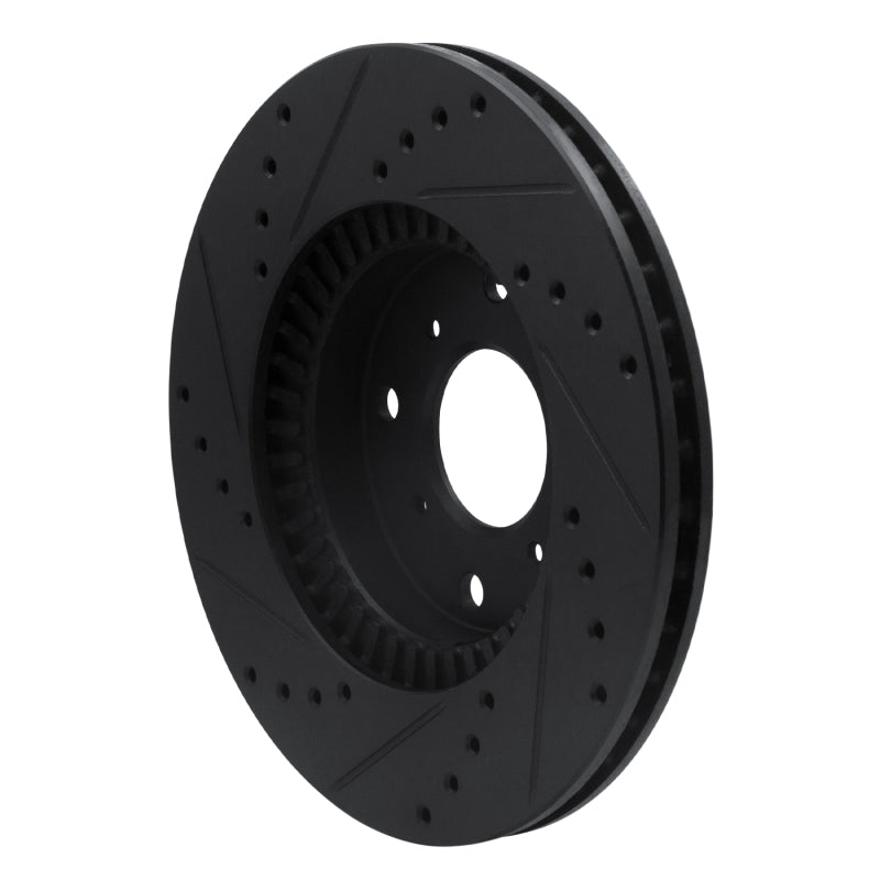 R1 Concepts R1 92-96 Honda Prelude Front Right Drilled & Slotted Black Brake Rotor