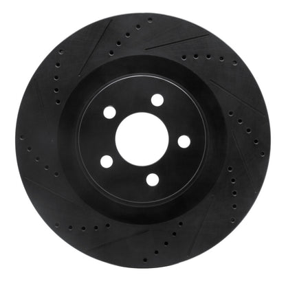 R1 Concepts R1 05-23 Chrysler 300 Front Left Drilled & Slotted Black Brake Rotor