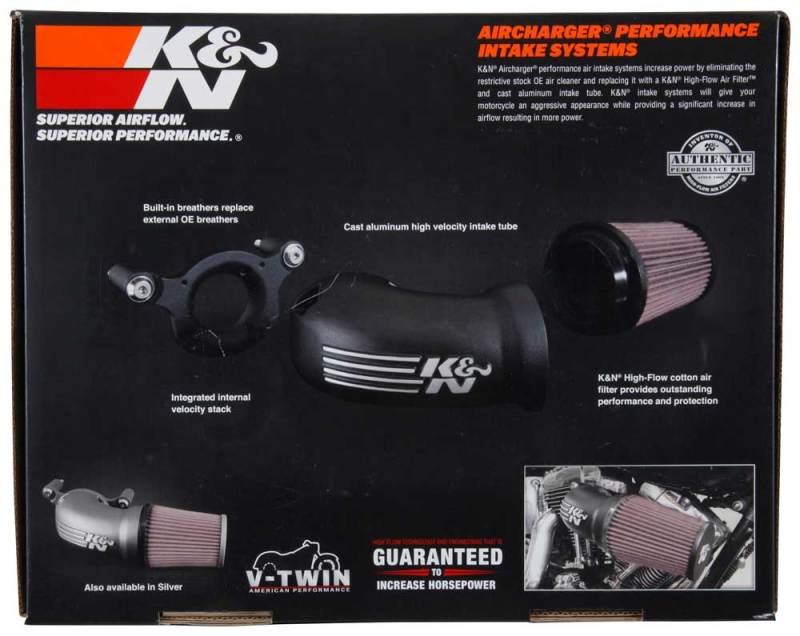 K&N Engineering K&N 01-17 Harley-Davidson Softail / Dyna FI Performance Air Intake System Silver
