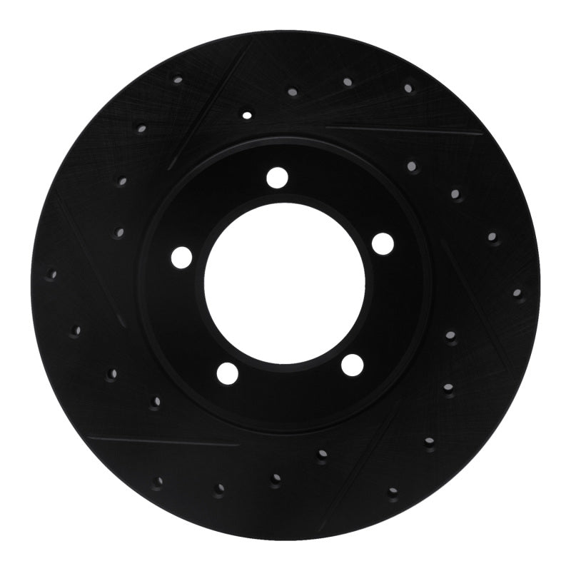 R1 Concepts R1 79-83 Toyota Pickup Front Left Drilled & Slotted Black Brake Rotor