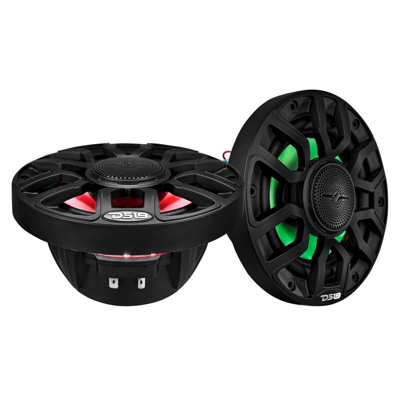 DS18 Marine 6.5in 2-Way 150 Watts RMS 4 ohm Digital LED Lights Bullet Tweeter Covers Included Black