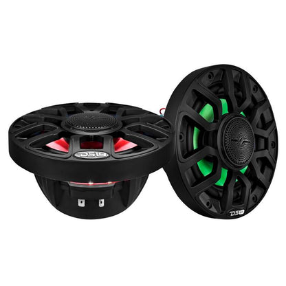 DS18 Marine 6.5in 2-Way 150 Watts RMS 4 ohm Digital LED Lights Bullet Tweeter Covers Included Black