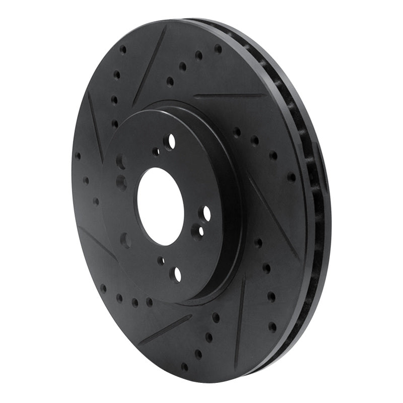 R1 Concepts R1 04-14 Acura TSX Front Left Drilled & Slotted Black Brake Rotor