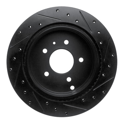 R1 Concepts R1 07-15 Chevrolet Equinox Rear Left Drilled & Slotted Black Brake Rotor