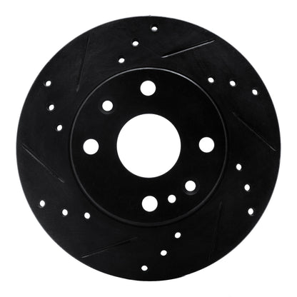 R1 Concepts R1 94-97 Ford Aspire Front Left Drilled & Slotted Black Brake Rotor