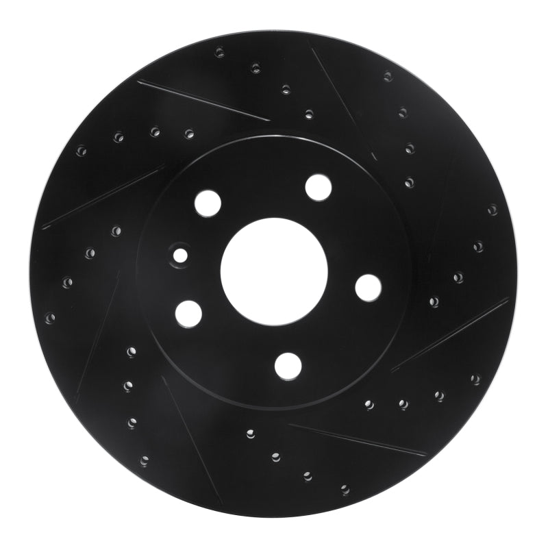R1 Concepts R1 2008-2014 Cadillac CTS Front Right Drilled & Slotted Black Brake Rotor