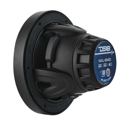DS18 Hybrid Marine Speaker w/ Driver And RGB LEDs 6.5in 2-Way 250 Watts RMS 4 ohm Black w/ Covers