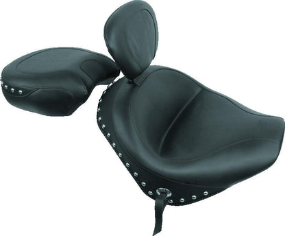 Mustang Motorcycle Mustang 02-09 Honda VTX1300 Retro, S ,T Wide Touring 2PC Seat w/Driver Backrest Studs - Black