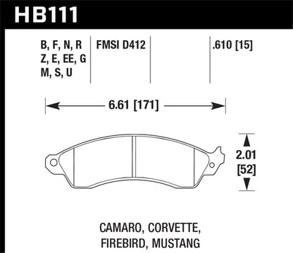 Hawk Performance Hawk 94-04 Mustang Cobra / 88-95 Corvette 5.7L / 88-92 Camaro w/ Hvy Duty Brakes DTC-60 Race Brake P