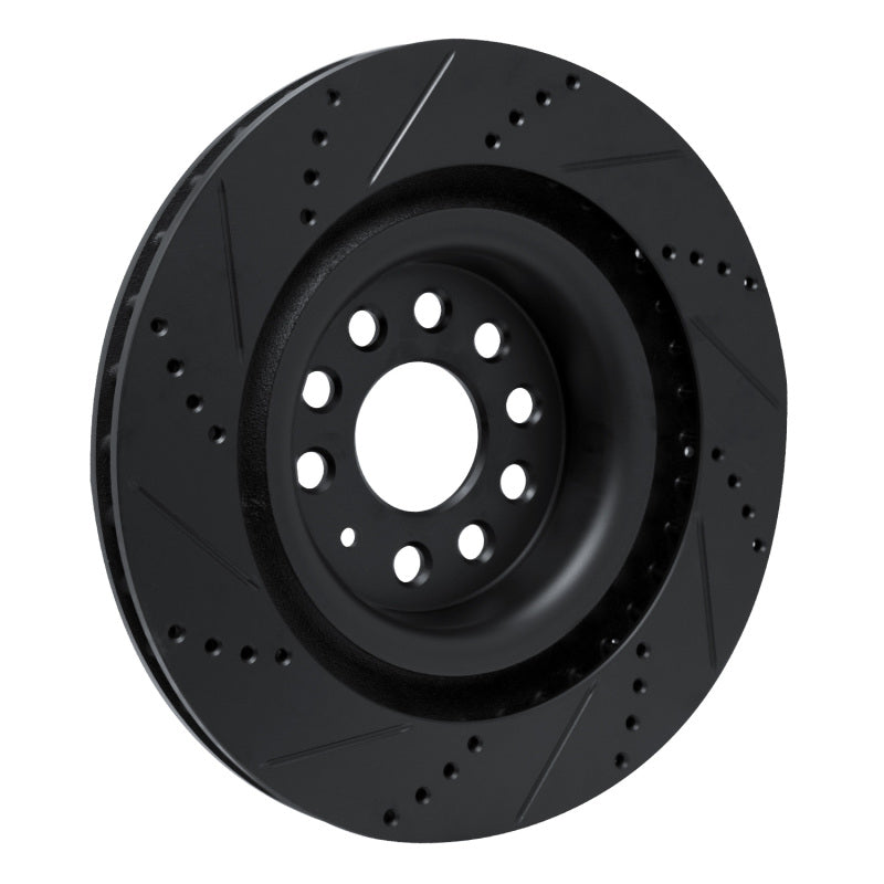 R1 Concepts R1 12-21 Tesla Model X Rear Left Drilled & Slotted Black Brake Rotor