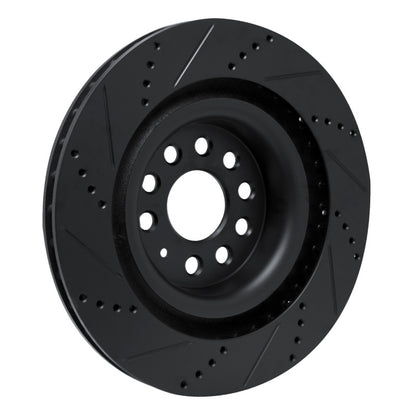 R1 Concepts R1 12-21 Tesla Model X Rear Left Drilled & Slotted Black Brake Rotor