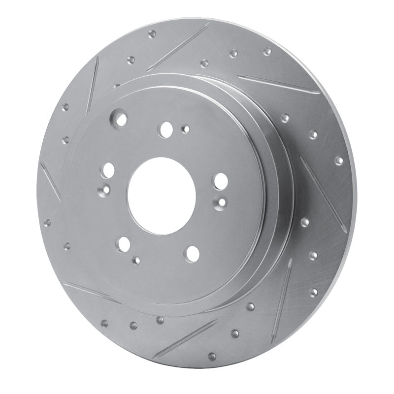 R1 Concepts R1 06-14 Honda Ridgeline Rear Left Drilled & Slotted Silver Brake Rotor