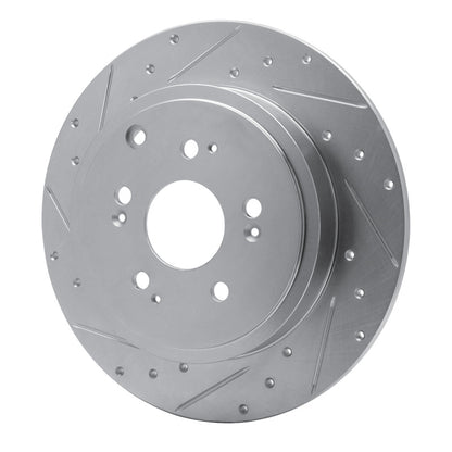 R1 Concepts R1 06-14 Honda Ridgeline Rear Left Drilled & Slotted Silver Brake Rotor