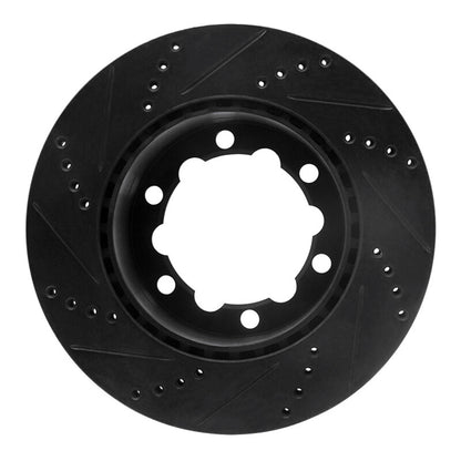 R1 Concepts R1 06-25 American Coach Patriot Rear Right Drilled & Slotted Black Brake Rotor