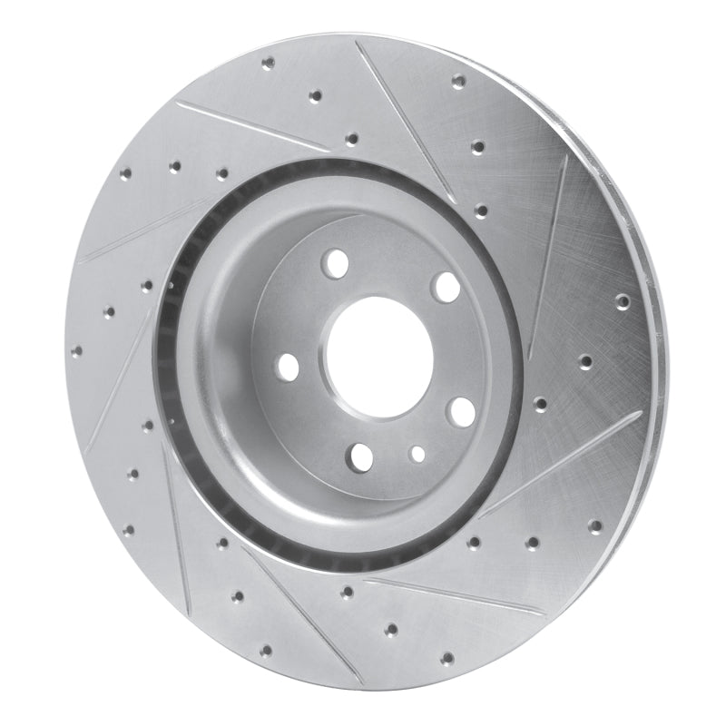 R1 Concepts R1 12-21 Tesla Model S Front Left Drilled & Slotted Silver Brake Rotor