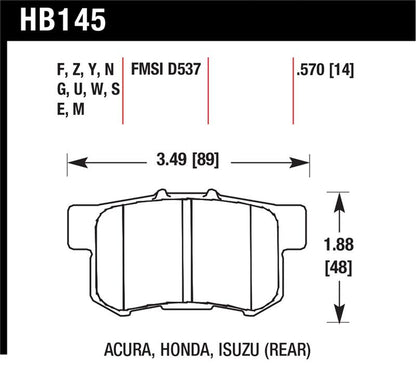 Hawk Performance Hawk 1997-1997 Acura CL 2.2 HPS 5.0 Rear Brake Pads