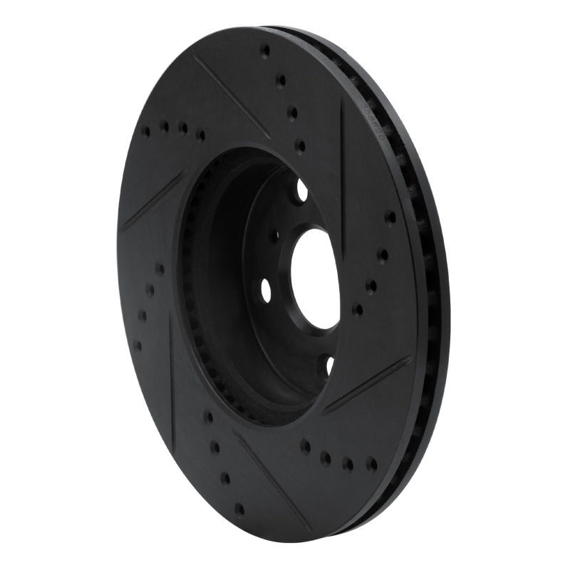 R1 Concepts R1 12-18 Toyota Yaris (USA/Canada) Front Left Drilled & Slotted Black Brake Rotor