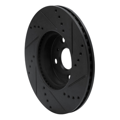 R1 Concepts R1 12-18 Toyota Yaris (USA/Canada) Front Left Drilled & Slotted Black Brake Rotor