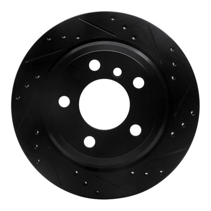 R1 Concepts R1 06-20 BMW 325XI Rear Right Drilled & Slotted Black Brake Rotor