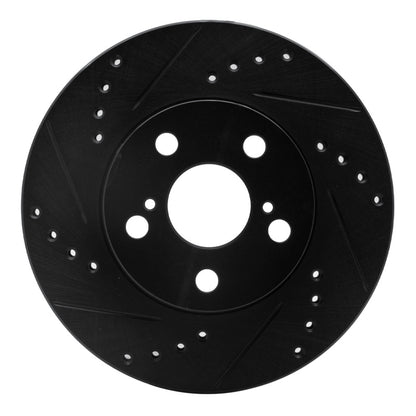 R1 Concepts R1 94-00 Toyota Celica Front Left Drilled & Slotted Black Brake Rotor