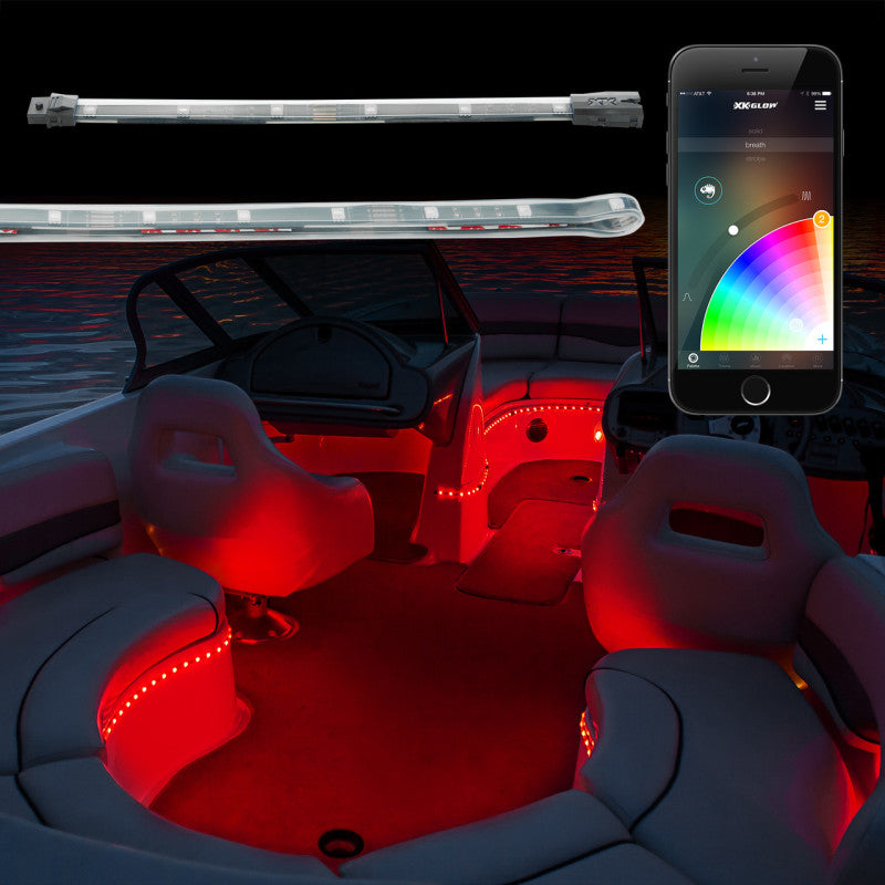 XKGLOW XK Glow XKchrome Boat Strip Advanced Kit w/ Dual-Mode Dash Mount Controller 6x36In + 6x9In