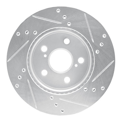R1 Concepts R1 16-22 Toyota Prius Front Left Drilled & Slotted Silver Brake Rotor