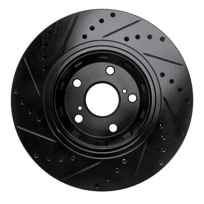 R1 Concepts R1 09-15 Toyota Venza Front Right Drilled & Slotted Black Brake Rotor