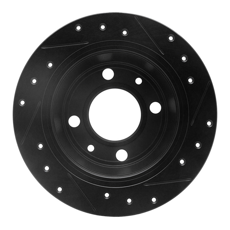 R1 Concepts R1 86-98 Saab 9000 Rear Left Drilled & Slotted Black Brake Rotor