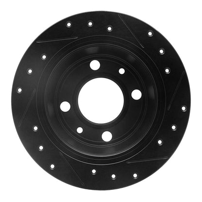 R1 Concepts R1 86-98 Saab 9000 Rear Left Drilled & Slotted Black Brake Rotor