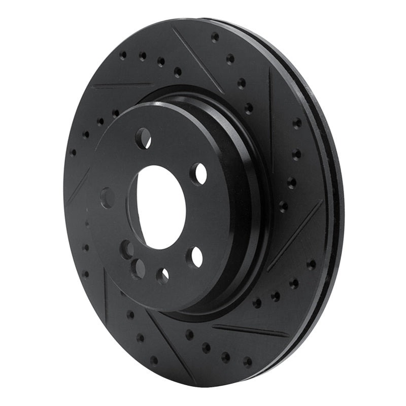 R1 Concepts R1 92-99 Mercedes-Benz 500SEL Rear Right Drilled & Slotted Black Brake Rotor