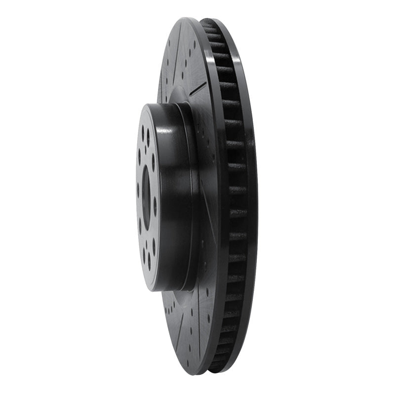 R1 Concepts R1 07-23 Lexus LS460 Front Left Drilled & Slotted Black Brake Rotor