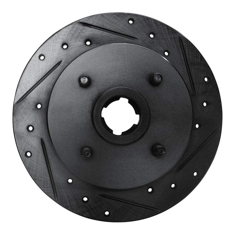 R1 Concepts R1 88-88 Nissan Maxima Rear Left Drilled & Slotted Black Brake Rotor